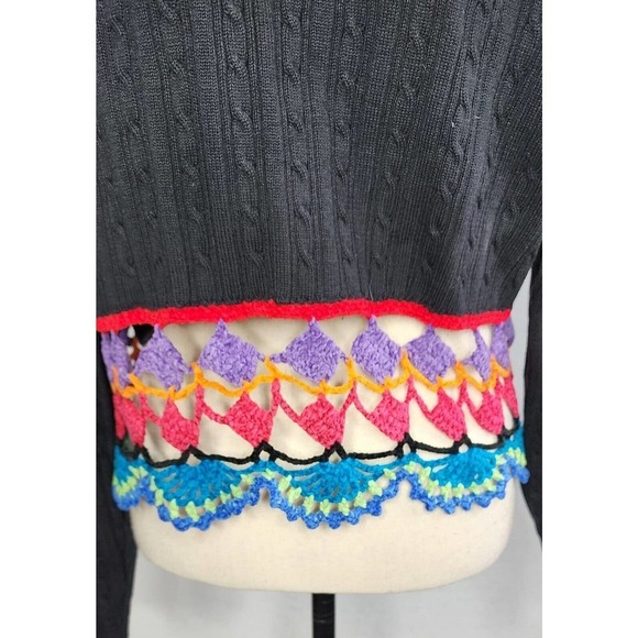 Muchael Simon Y2K Rainbow Crochet Floral Open Cardigan Size… - Picture 9 of 13